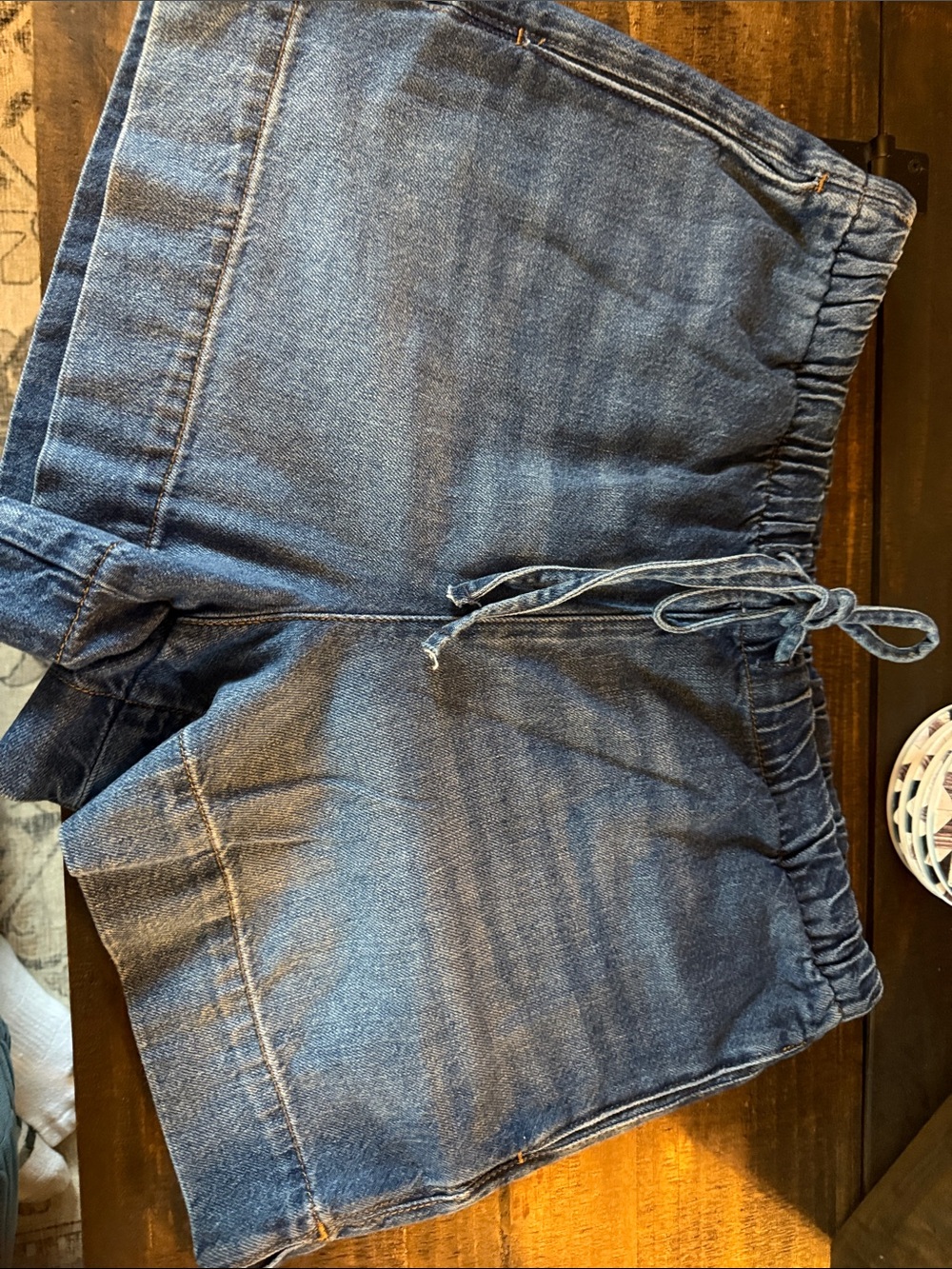 a.n.a Women's Dark Blue Denim Drawstring Shorts